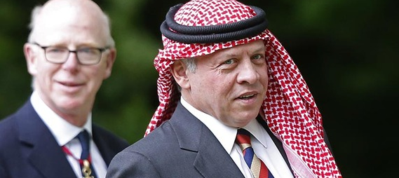 King Abdullah of Jordan arrives in London, May 11, 2014. (photo by REUTERS/Olivia Harris) (photo by REUTERS/Olivia Harris)