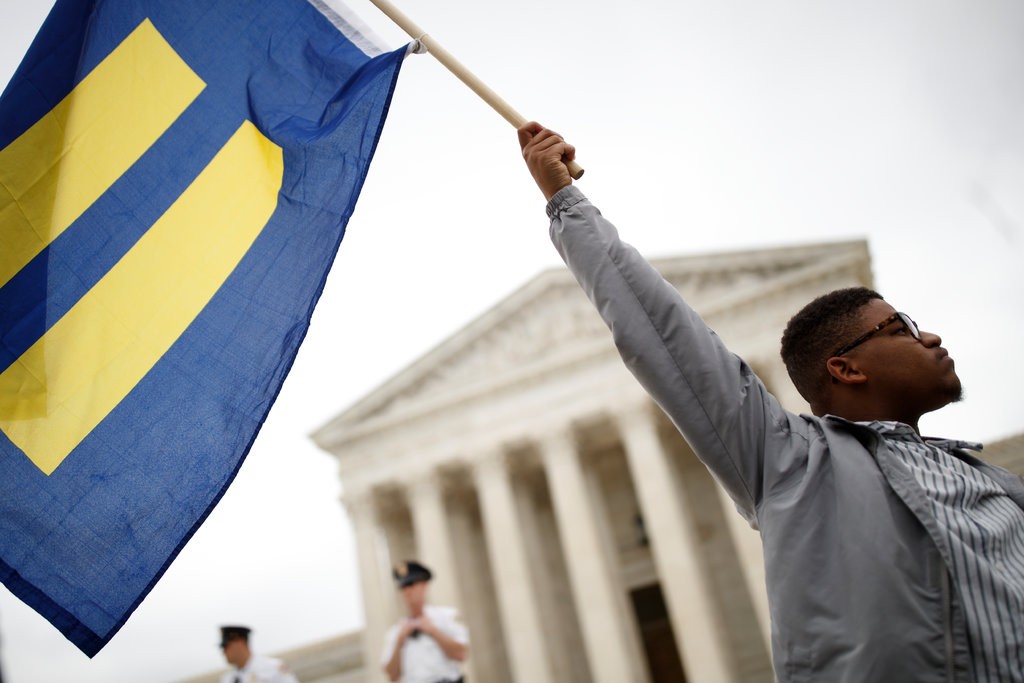 A protester after the Supreme Court ruling on Masterpiece Cakeshop v. Colorado Civil Rights Commission on Monday (photo credit: Tom Brenner/The New York Times)