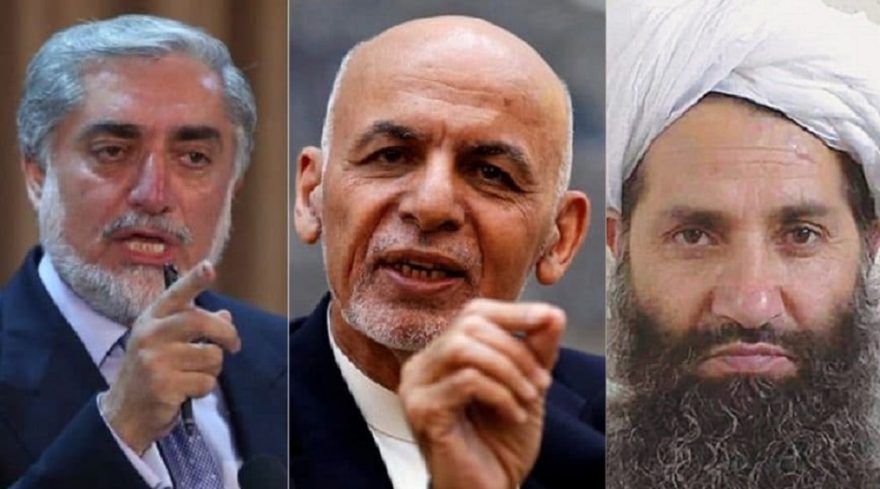 From left to right - Abdullah Abdullah, Ashraf Ghani and Mawlawi Haibatullah Akhundzada (photo credit: The Khaama Press) From left to right - Abdullah Abdullah, Ashraf Ghani and Mawlawi Haibatullah Akhundzada (photo credit: The Khaama Press)
