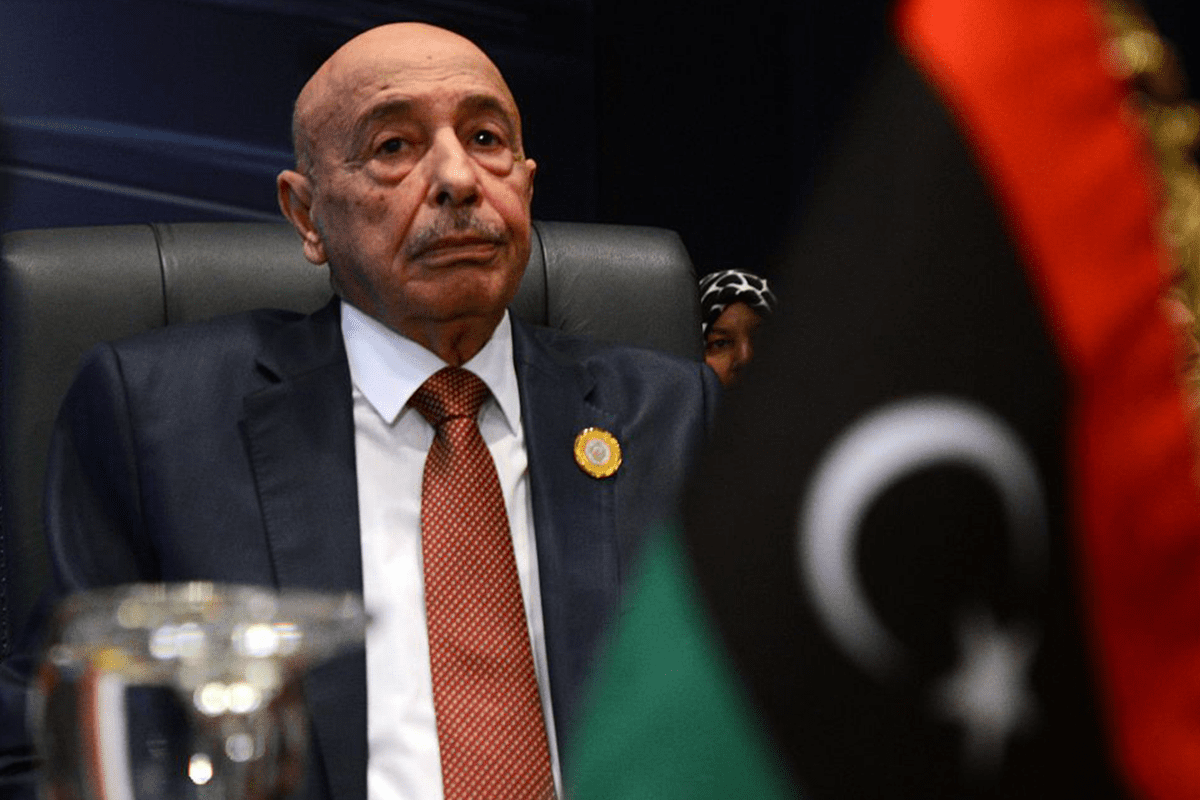 Libyan parliament speaker Aguila Saleh [photo credit: AFP / Mohamed El-Shahed)