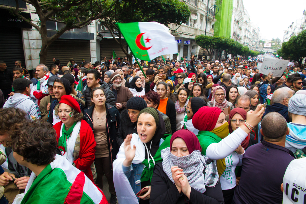 Algerian protesters (photo credit: Saddek Hamlaoui via Shutterstock)