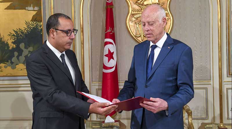 Tunisian head of government, Hichem Mechichi, and President Kais Saied (photo credit: DR)