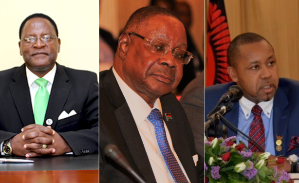 From left: Opposition MCP Candidate Lazarus Chakwera, President Peter Mutharika, and UTM's Saulos Chilima (Photo credit: AllAfrica)