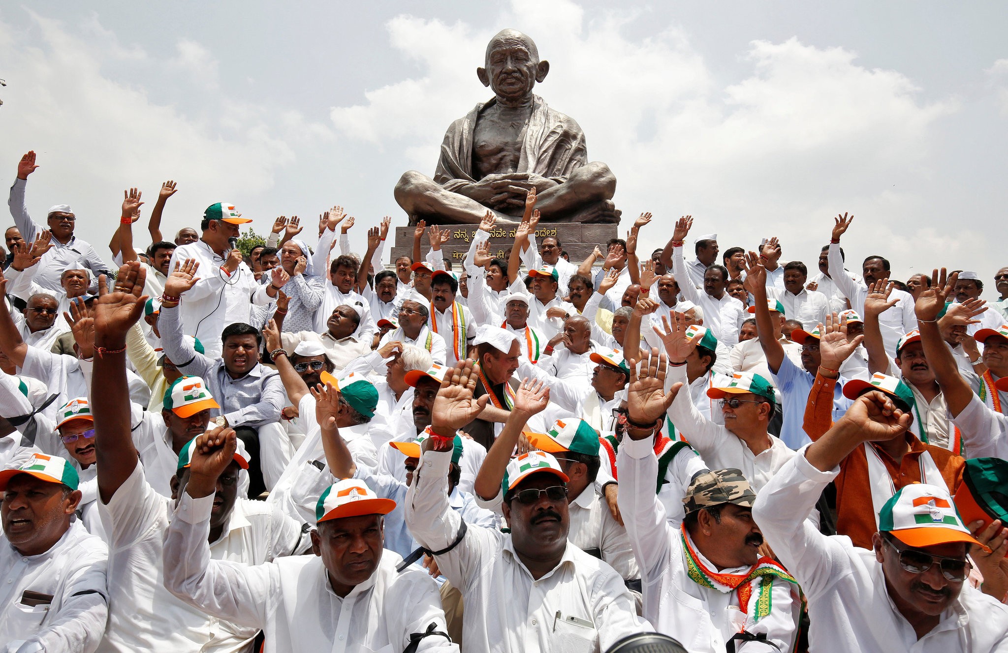 Lawmakers from India's main opposition protests in Bangalore, India in May (photo credit: Abhishek N.Chinnappa/Reuters) Lawmakers from India's main opposition protests in Bangalore, India in May (photo credit: Abhishek N.Chinnappa/Reuters)