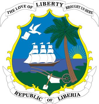 Liberian coat of arms (photo credit: Wikipedia commons) Liberian coat of arms (photo credit: Wikipedia commons)