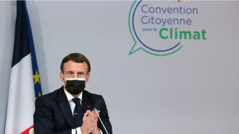 French President Emmanuel Macron at the Citizens' Convention on Climate (CCC) in December 2020 (photo credit: Thibault Camus, AFP) French President Emmanuel Macron at the Citizens' Convention on Climate (CCC) in December 2020 (photo credit: Thibault Camus, AFP)