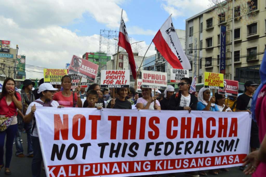 Some protesters oppose charter change and shift to federalism (photo credit: Ana Dominique Pablo) Some protesters oppose charter change and shift to federalism (photo credit: Ana Dominique Pablo)