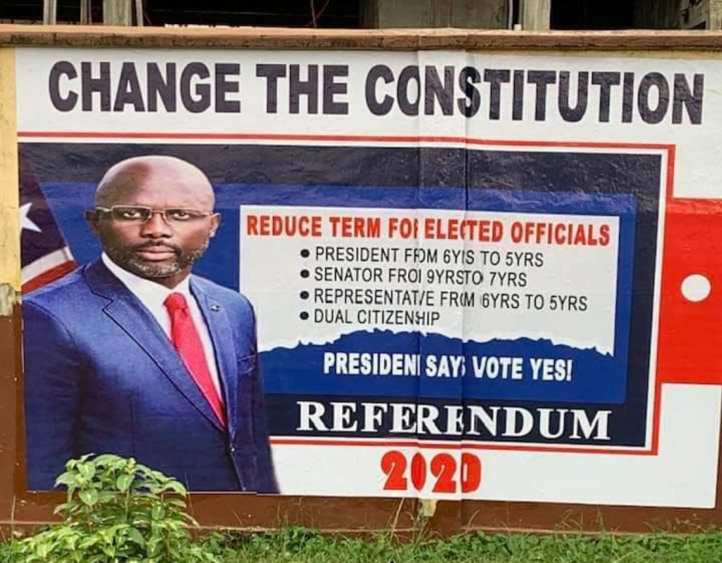 Referendum Banner Featuring President Weah (photo credit: FPA)