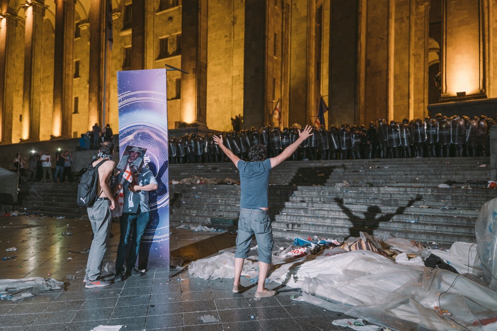 Security forces face protesters following a crackdown in June 2019 (photo credit: Tbel Abuseridze) Security forces face protesters following a crackdown in June 2019 (photo credit: Tbel Abuseridze)