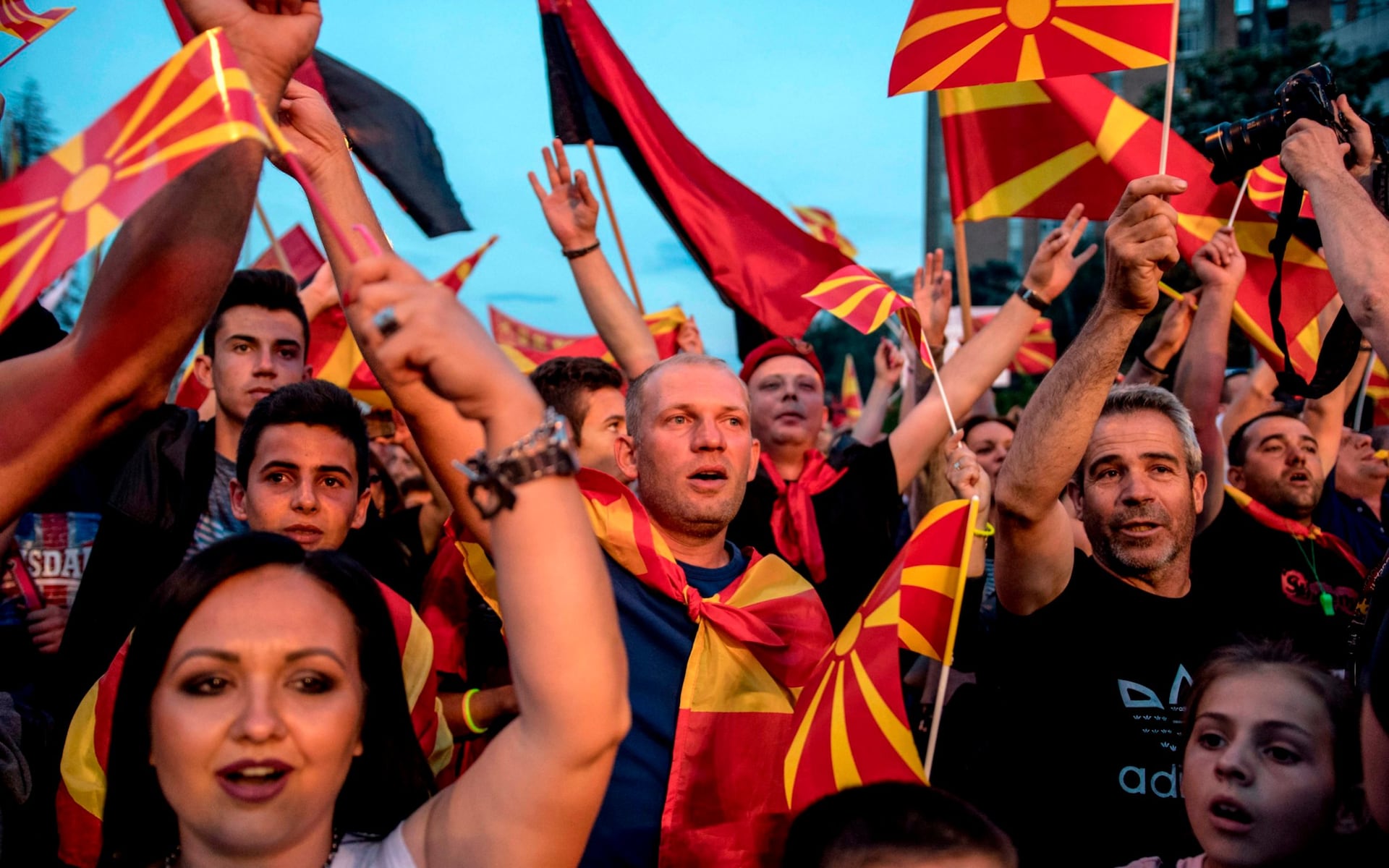 Thousands have demonstrated against the Macedonian government's compromise solution (photo credit: AFP) Thousands have demonstrated against the Macedonian government's compromise solution (photo credit: AFP)
