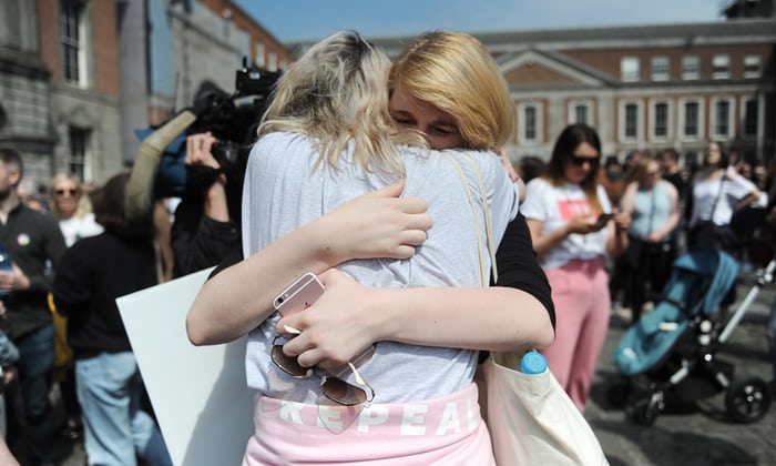 Women in Dublin celebrate the recent referendum to legalise abortion (photo credit: Aidan Crawley/EPA)