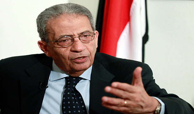 Opposition leader Amr Moussa, 76, a former Arab League secretary-general and Egyptian foreign minister, talks to Reuters during an interview in Cairo, April 29, 2013. (REUTERS/Mohamed Abd El Ghany) Opposition leader Amr Moussa, 76, a former Arab League secretary-general and Egyptian foreign minister, talks to Reuters during an interview in Cairo, April 29, 2013. (REUTERS/Mohamed Abd El Ghany)