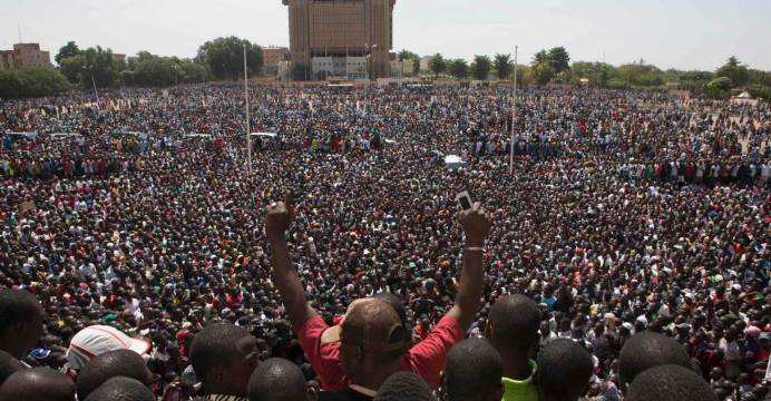 Protestors gather at the Place de la Nation in the capital Ouagadougou (photo credit: Reuters/Joe Penney) Protestors gather at the Place de la Nation in the capital Ouagadougou (photo credit: Reuters/Joe Penney)