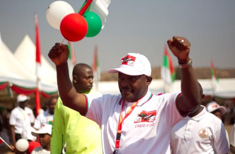 Burundi's President Pierre Nkurunziza attends the ruling Conseil National pour la Defense de la Democratie - Forces pour Defense de la Democratie (CNDD-FDD) party extraordinary congress  (photo credit: Reuters/Evrard Ngendakumana)