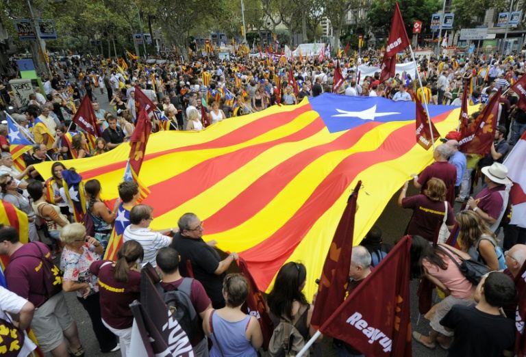 Pro-independence parties in the wealthy northeast Spanish region of Catalonia are seeking to pass a resolution announcing the formal start of secession from Spain (photo credit: AFP)
