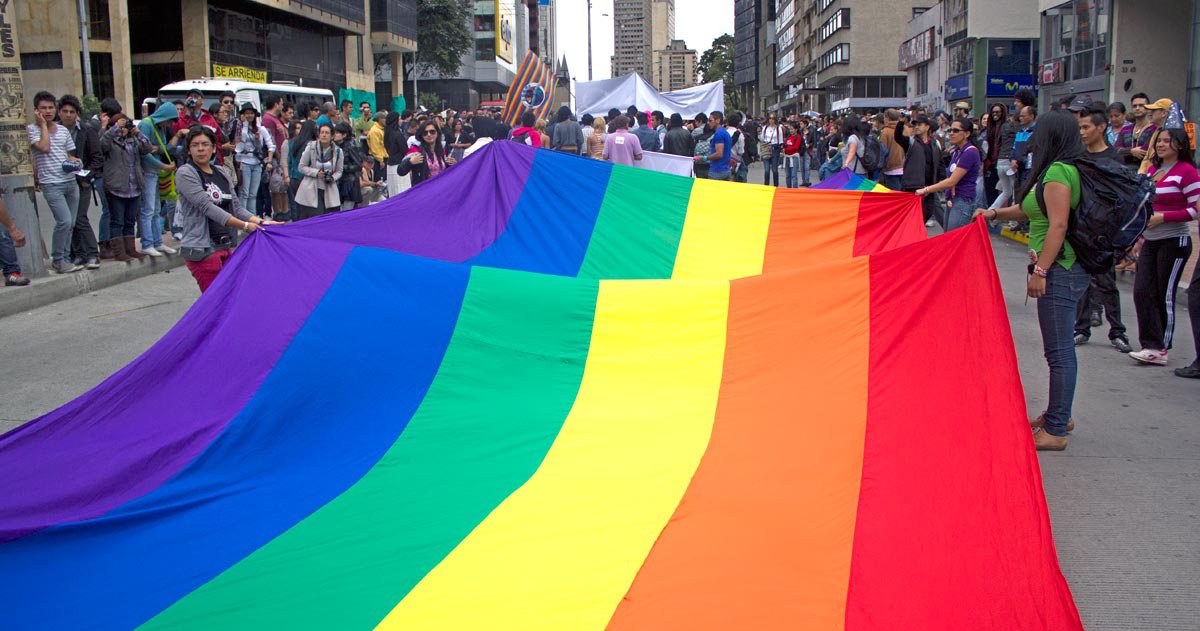 Marchers participate in Bogota's gay pride parade Marchers participate in Bogota's gay pride parade