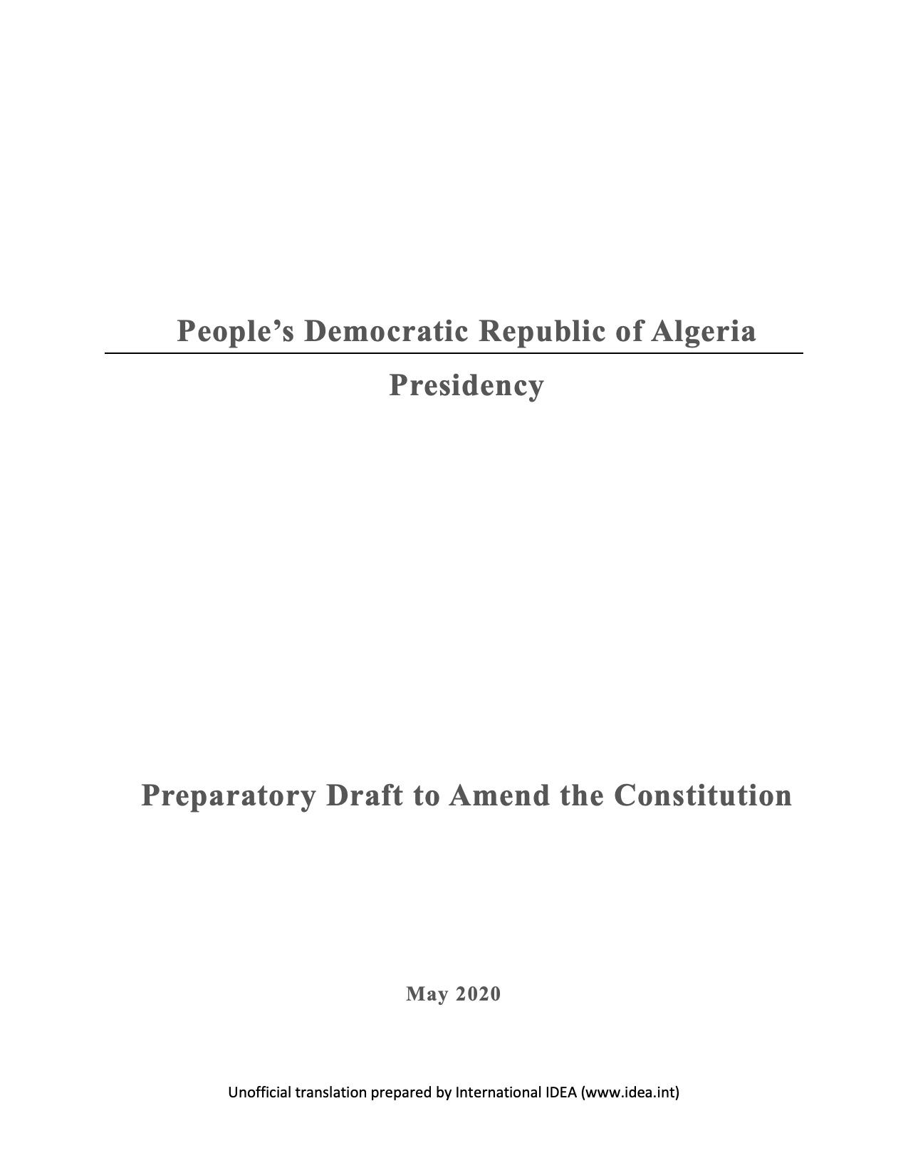 Algeria Draft Constitution Algeria Draft Constitution