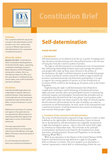 Self-Determination: Constitution Brief Self-Determination: Constitution Brief