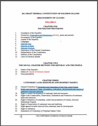 Solomon Islands: Draft of the Federal Constitution 2011