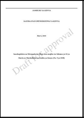 Kenya: Draft Constitution of 2010 (Swahili) Kenya: Draft Constitution of 2010 (Swahili)