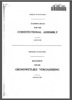South Africa: Standing Rules for the Constitutional Assembly, 1994