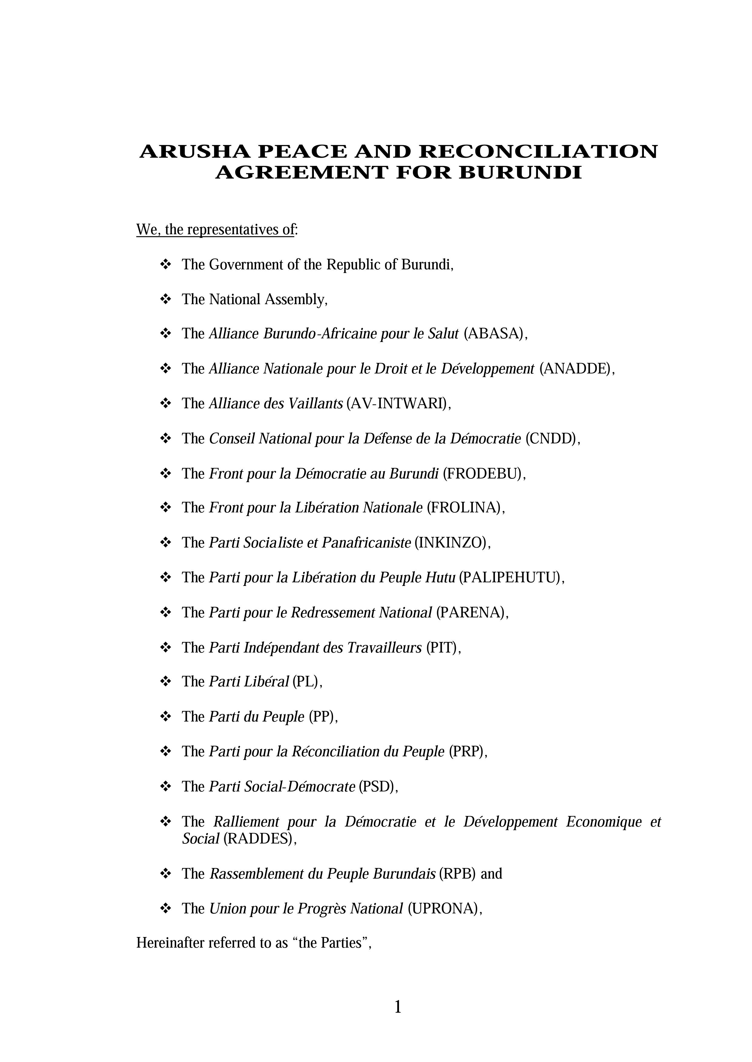 Interim Constitution - Burundi (2001-2004) Interim Constitution - Burundi (2001-2004)