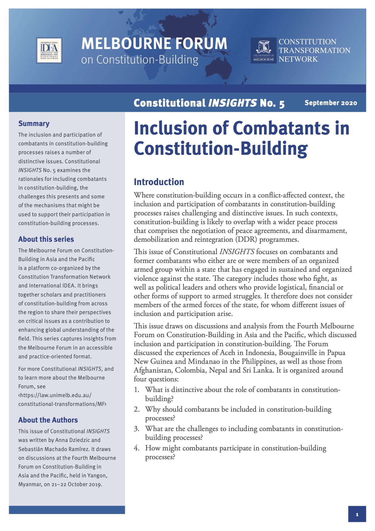 Inclusion of Combatants in Constitution-Building Inclusion of Combatants in Constitution-Building