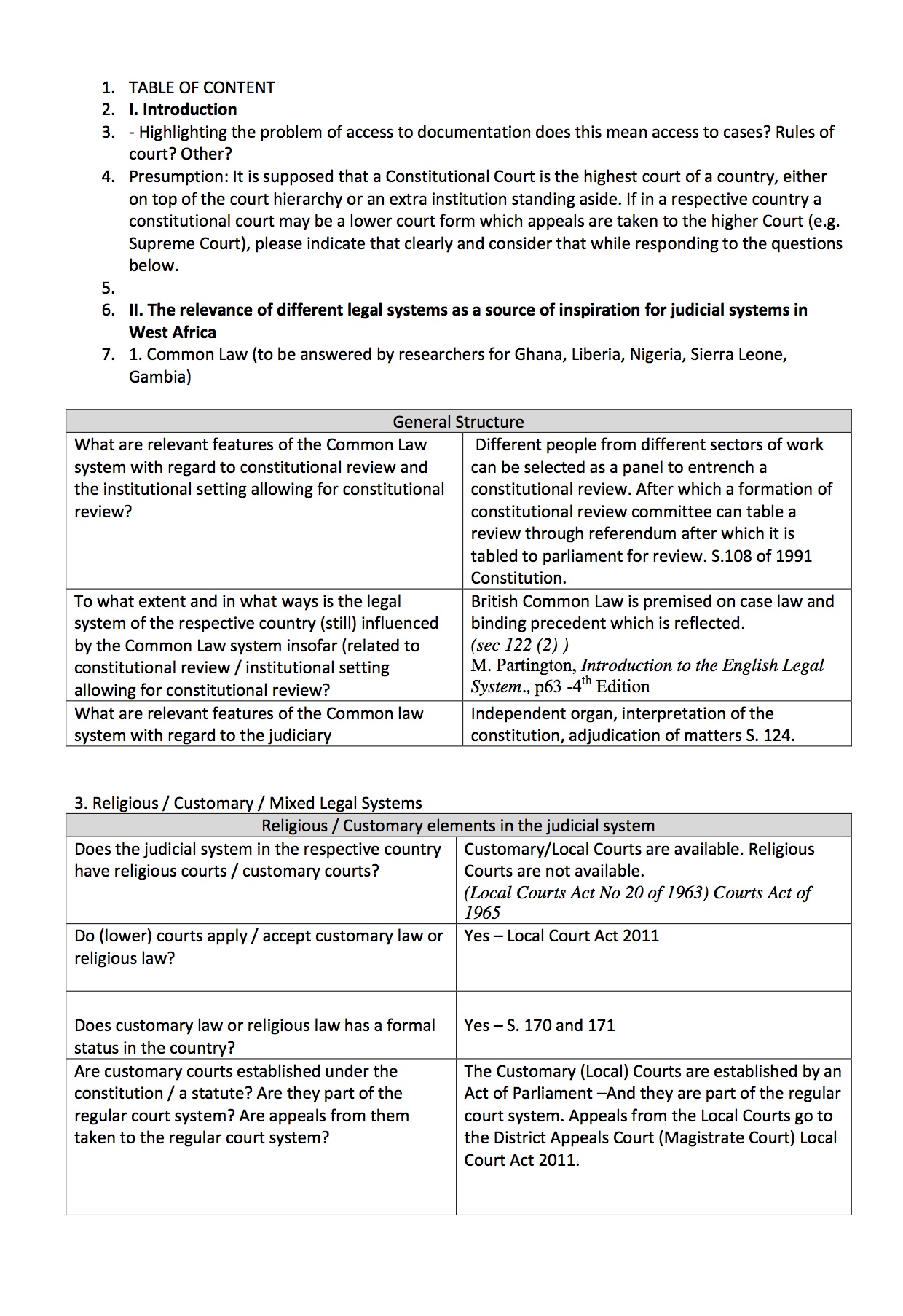 Rule of Law Questionnaire - Gambia Rule of Law Questionnaire - Gambia