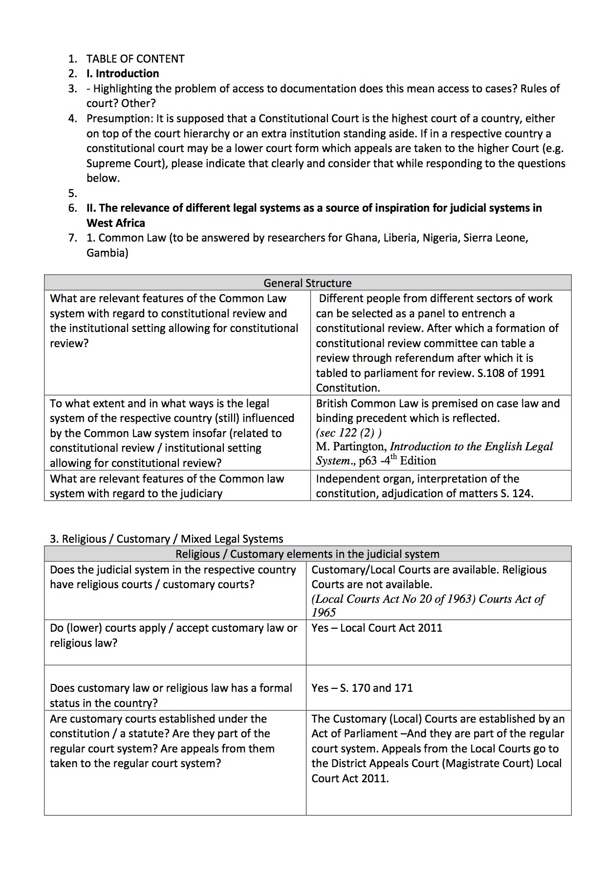 Rule of Law Questionnaire - Gambia