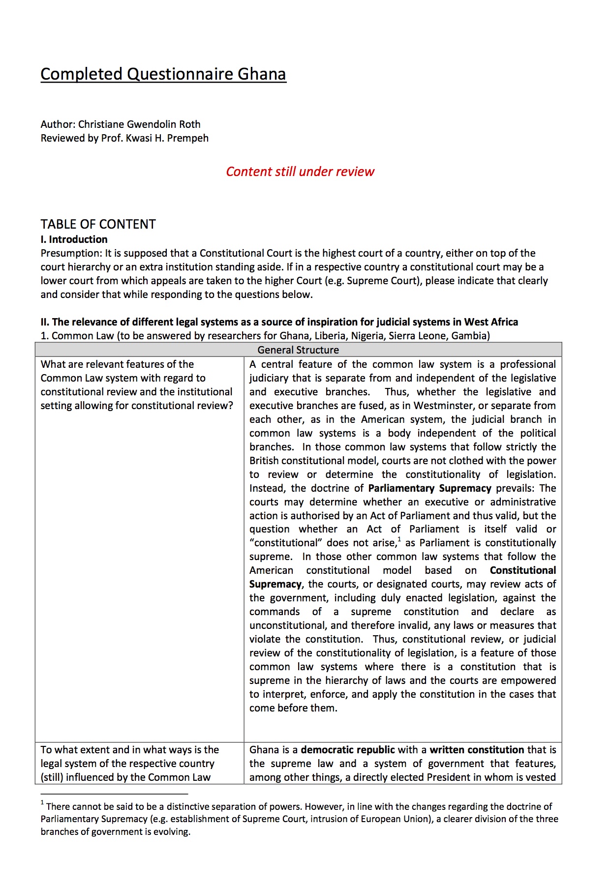 Rule of Law Questionnaire - Ghana Rule of Law Questionnaire - Ghana