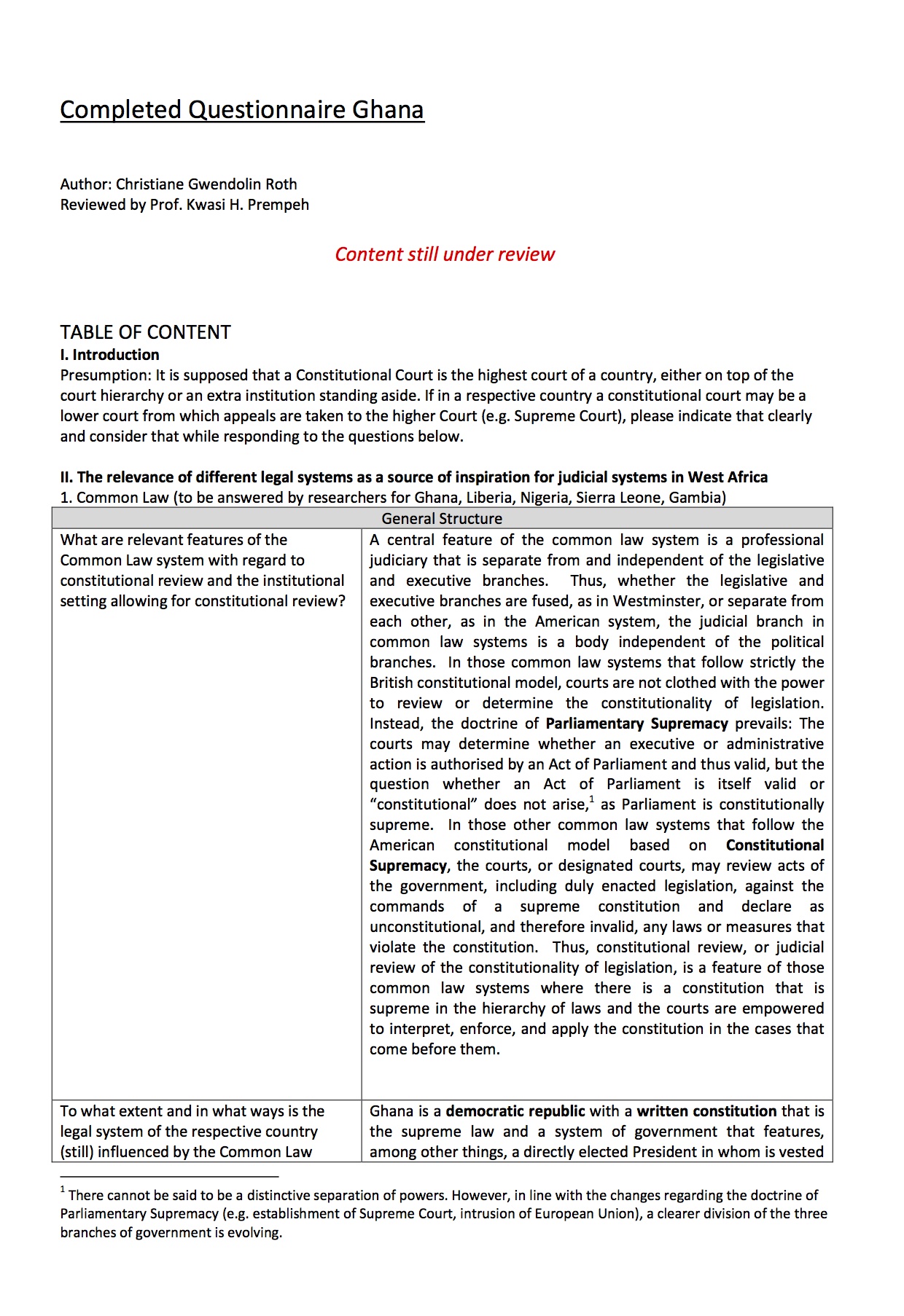 Rule of Law Questionnaire - Ghana