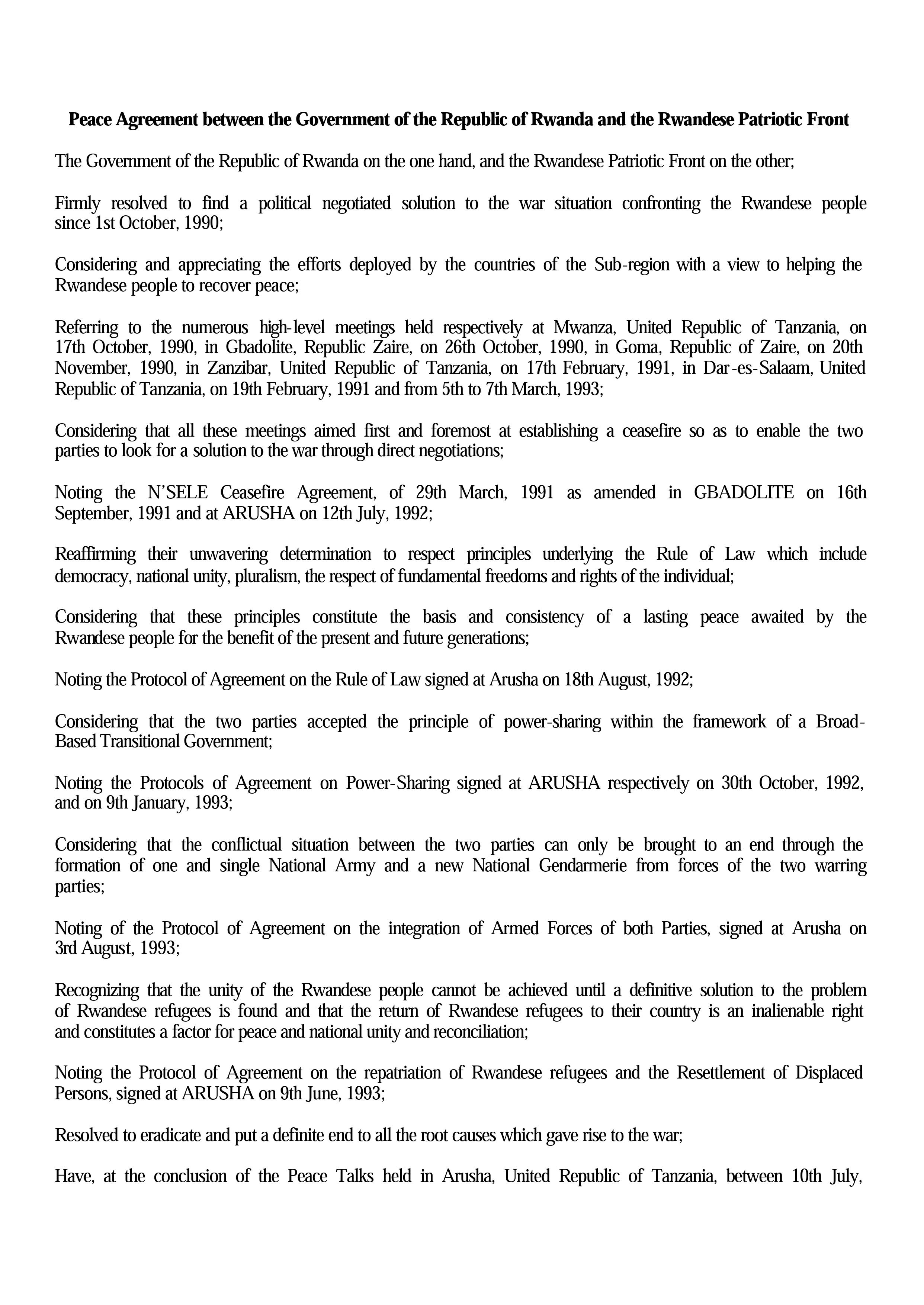 Interim Constitution - Rwanda (1993-2003) Interim Constitution - Rwanda (1993-2003)
