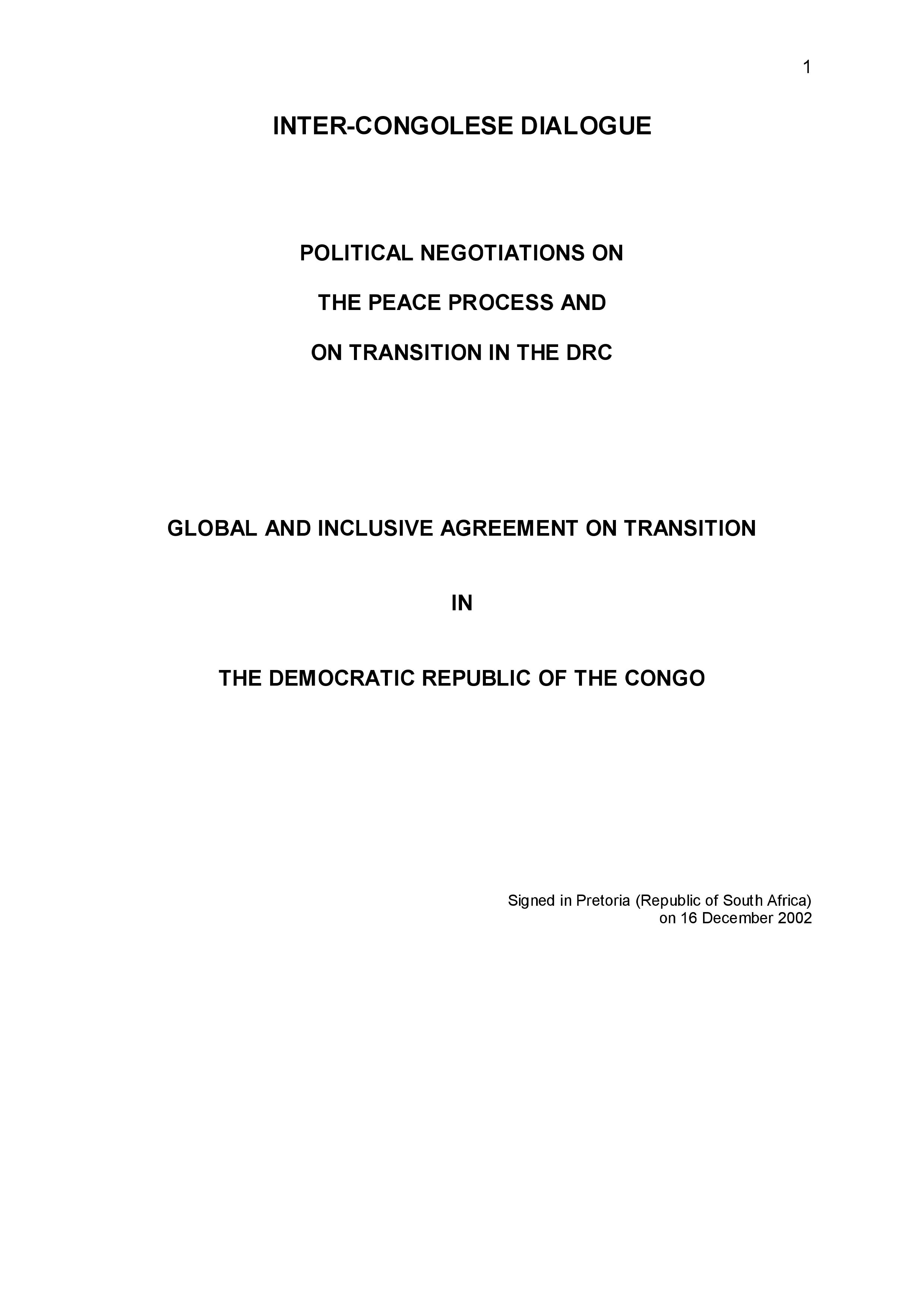 Interim Constitution - Democratic Republic of the Congo (2003-2006) Interim Constitution - Democratic Republic of the Congo (2003-2006)