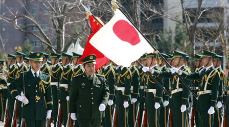 Mounted guard of honour in Tokyo, Credit: Xinhua/Ren Zhenglai
