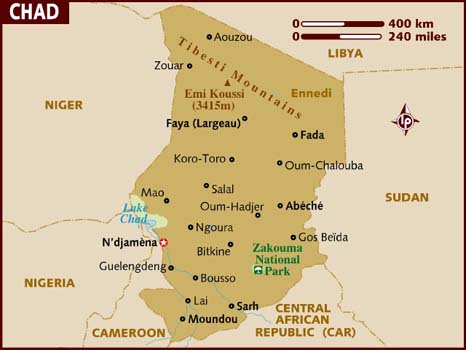Map of Chad (photo credit: Lonely Planet)