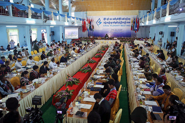 Meeting of leaders of armed ethnic groups (photo credit: AFP/Radion Free Asia)