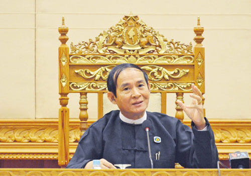 Speaker U Win Myint talks to reporters (photo credit: Pyae Thet Phyo/The Myanmar Times) Speaker U Win Myint talks to reporters (photo credit: Pyae Thet Phyo/The Myanmar Times)
