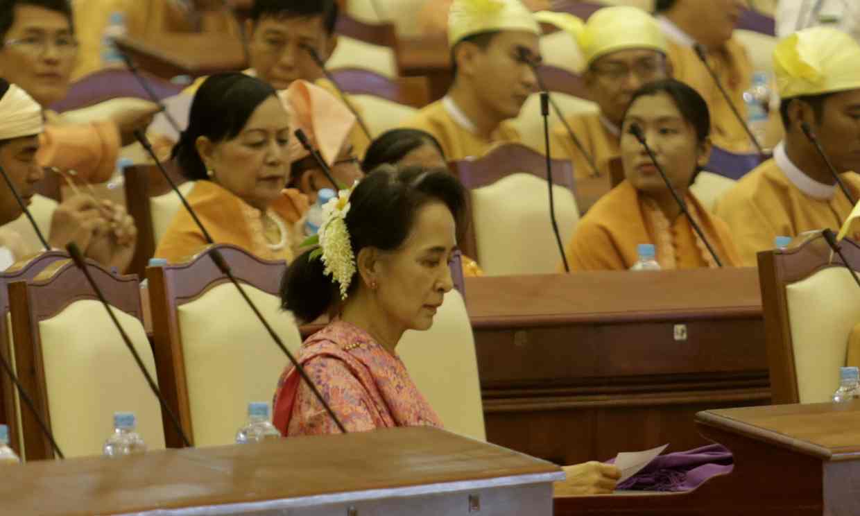 Suu Kyi attends Parliament (photo credit: The Guardian) 