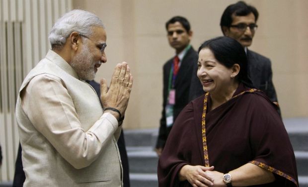 Prime Minister Narendra Modi and Tamil Nadu Chief Minister Jayalithaa [photo credit: PTI]