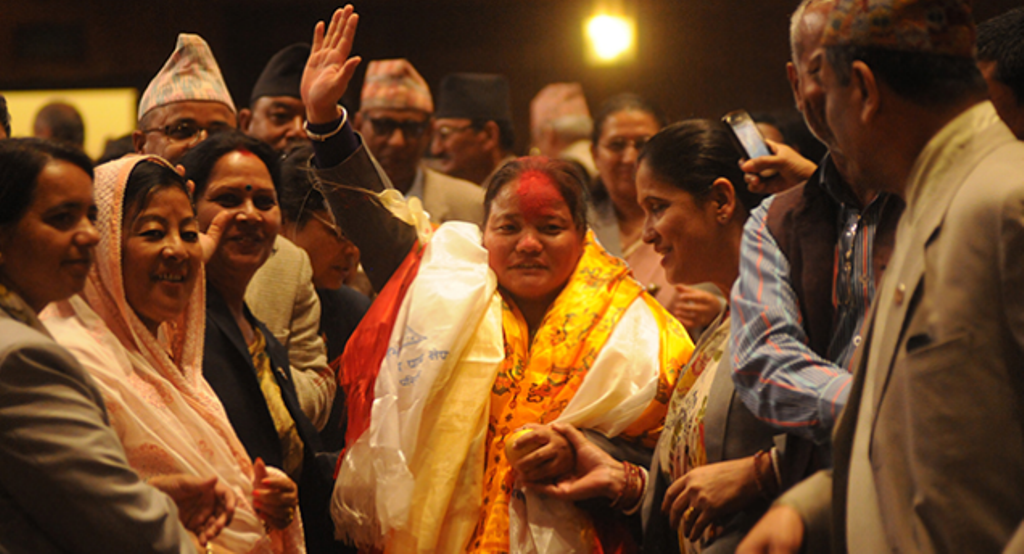 Newly elected House Speaker Onsari Gharti Magar (photo credit: Vishva Gujarat)