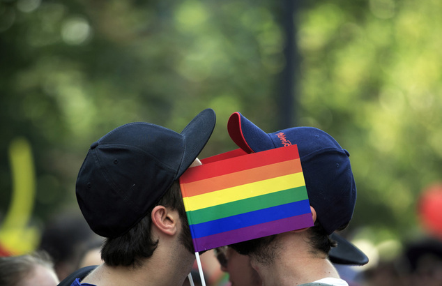Participants in Bucharest gay pride parade (photo credit: Vadim Ghirda/AP)