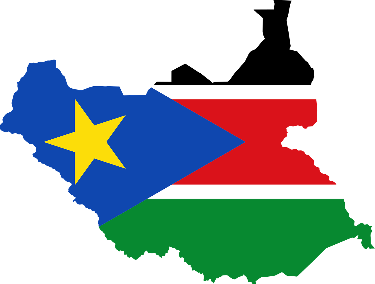 Flag and outline of South Sudan (photo credit: Gordon Johnson via pixabay)