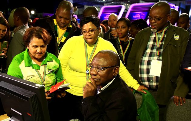ANC leaership watching results of local elections (photo credit: Simphiwe Nkwali)