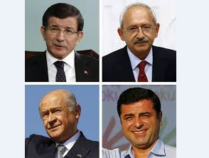Leaders of the four parties represented in Turkish Parliament (photo credit: VOA News) Leaders of the four parties represented in Turkish Parliament (photo credit: VOA News)