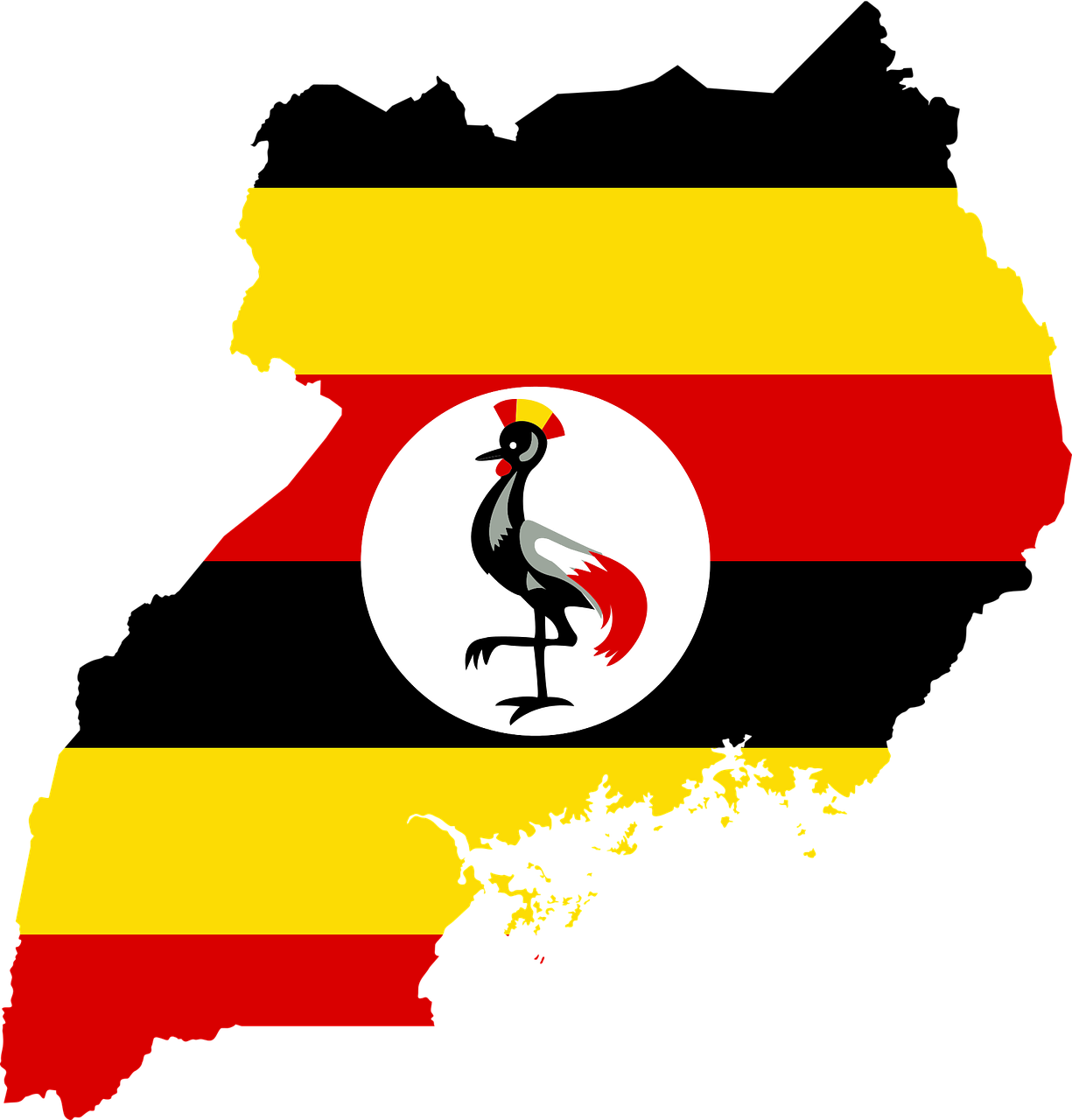 Uganda flag outline (photo credit: Gordon Johnson via pixabay)