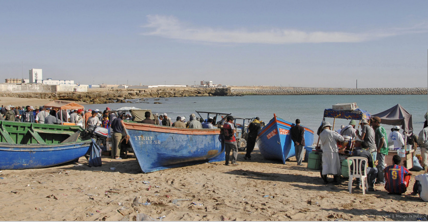 Morocco, Western Sahara, Boujdour, fishermen. Getty Images
