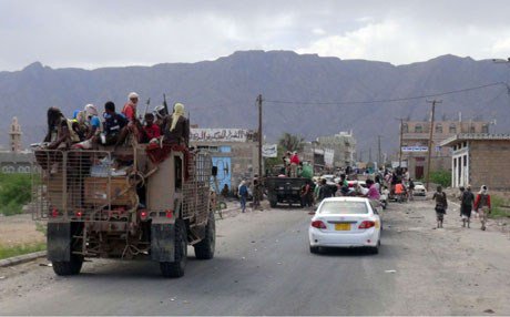 Pro-government forces backed by the Sunni Arab coalition near Loder in south Yemen last week (photo credit: FT) Pro-government forces backed by the Sunni Arab coalition near Loder in south Yemen last week (photo credit: FT)
