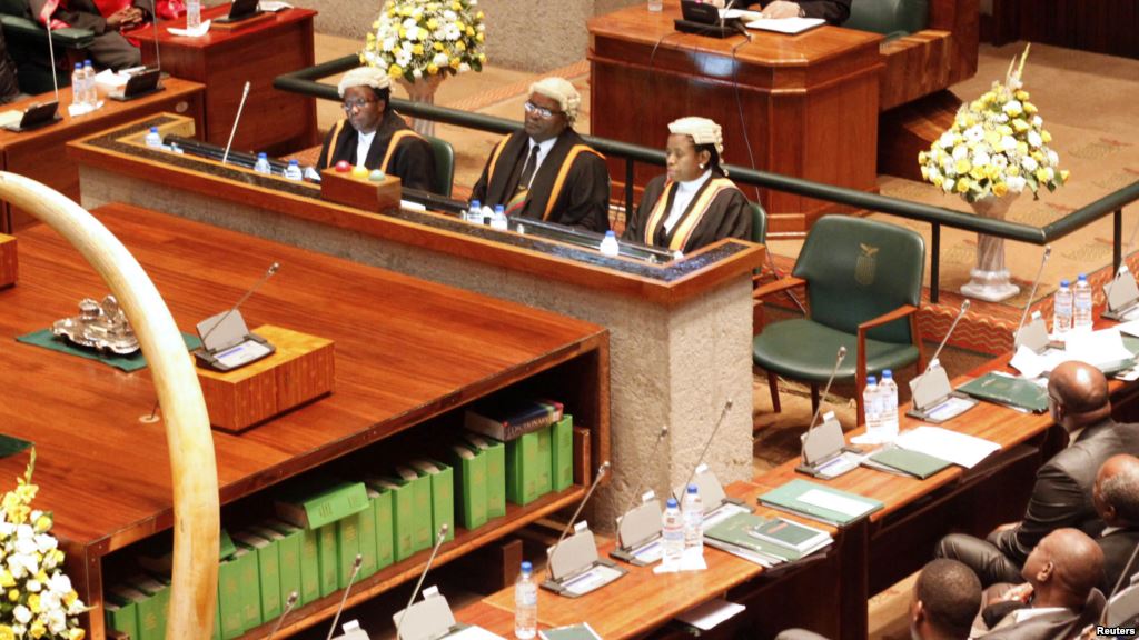 The presidium of the Zambian parliament in Lusaka is seen in a Feb. 24, 2012 photo (photo credit: Voice of America)