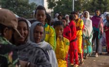 Voters queue to cast their votes in Ethiopia's 2015 general election (photo credit: Associated Press) Voters queue to cast their votes in Ethiopia's 2015 general election (photo credit: Associated Press)
